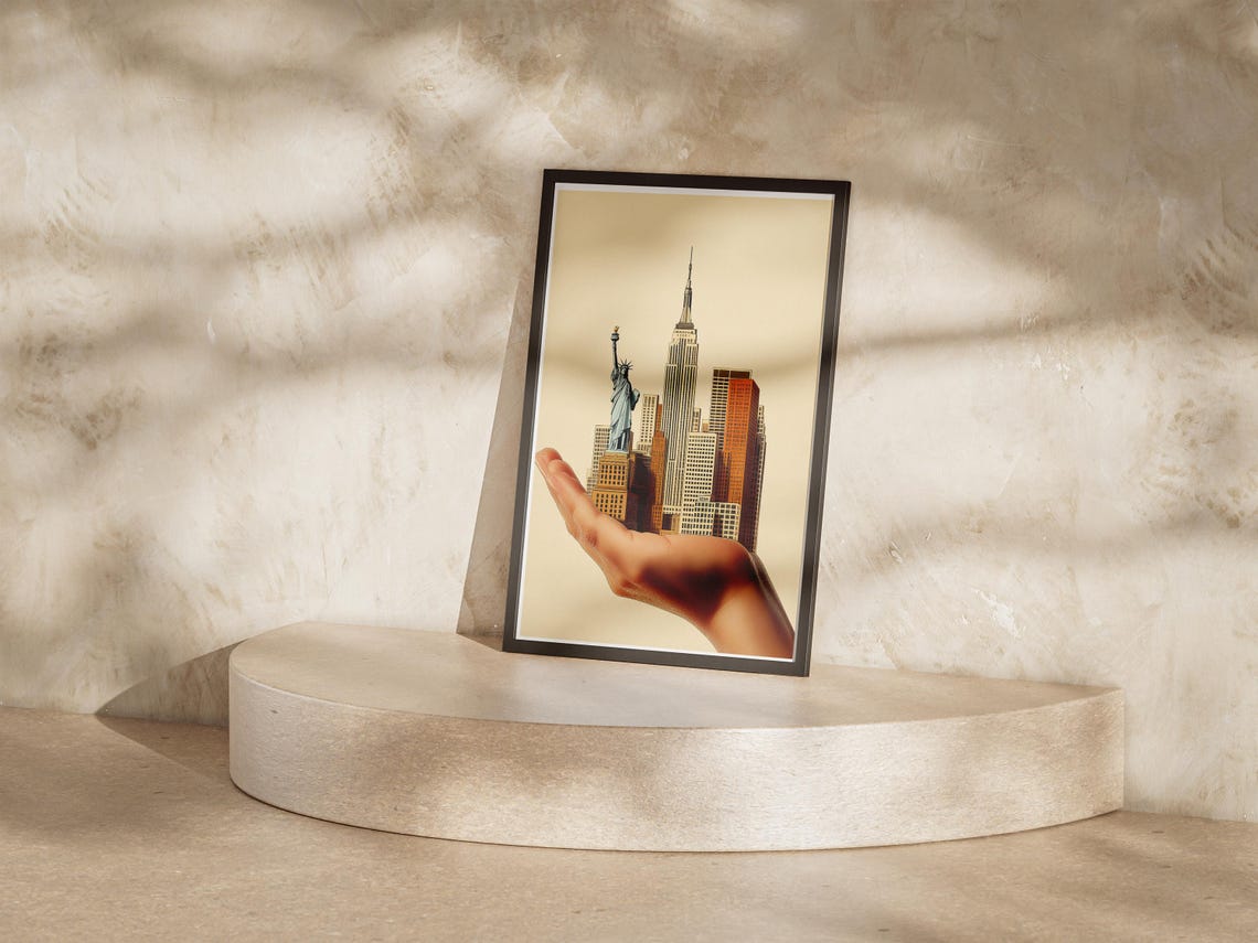 Minimalist New York City Skyline in Hand Empire State Poster - Image 4