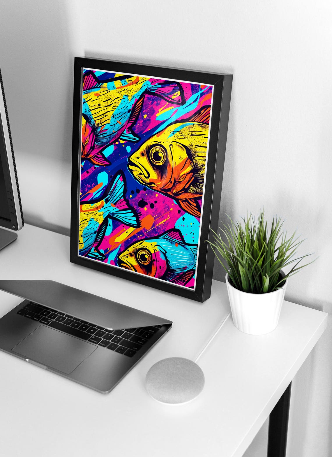 Neon Tropical Fish Pop Art Colorful Retro Poster for Fishermen - Image 3