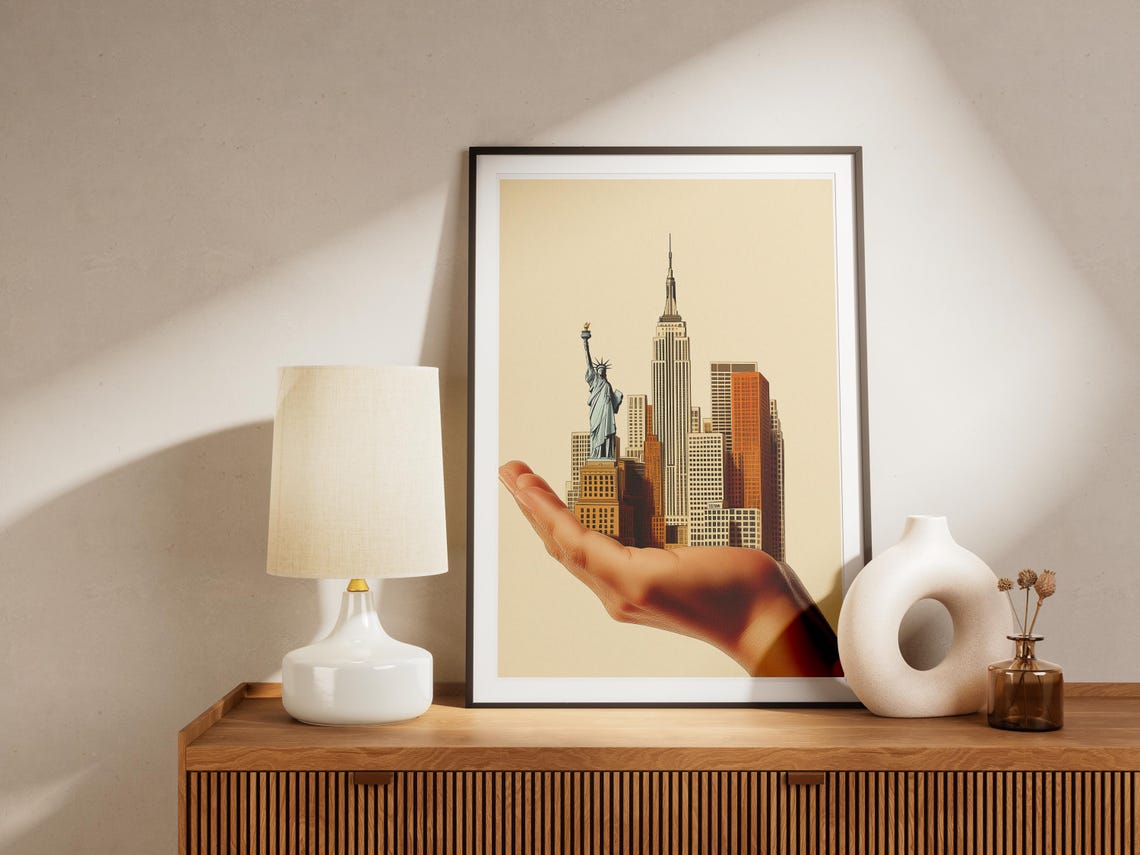 Minimalist New York City Skyline in Hand Empire State Poster - Image 3