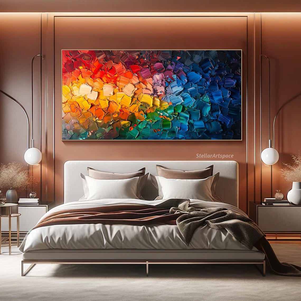 Rainbow Color Gradient Abstract Impasto Palette Knife Poster - Image 3