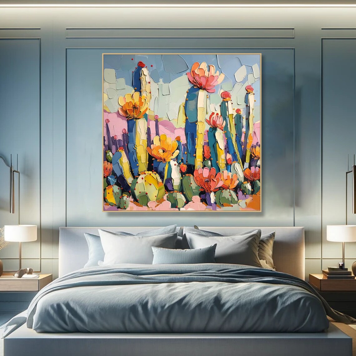 3D Textured Abstract Cactus Flower, Modern Art Print - Image 4