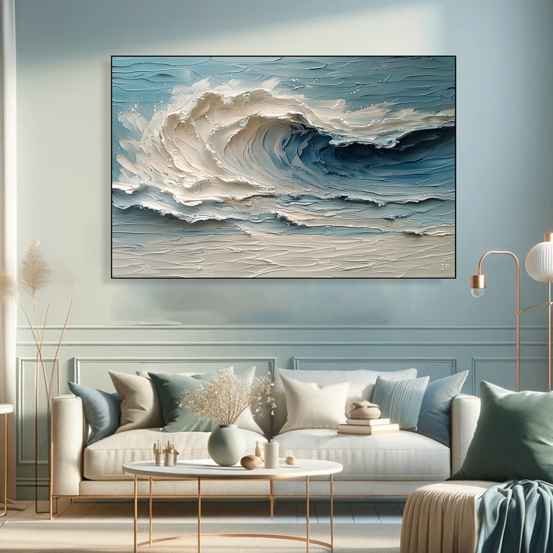 Blue Ocean Wave, Minimalist Contemporary Art Print - Image 3