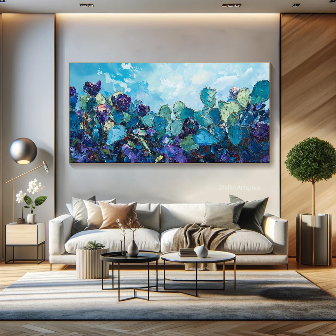 Prickly Pear Cactus Impasto Art Print, Desert Decor - Image 3