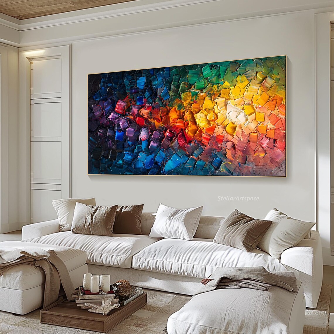 Abstract Impasto Art Print, Multicolored Modern Expressionist - Image 4