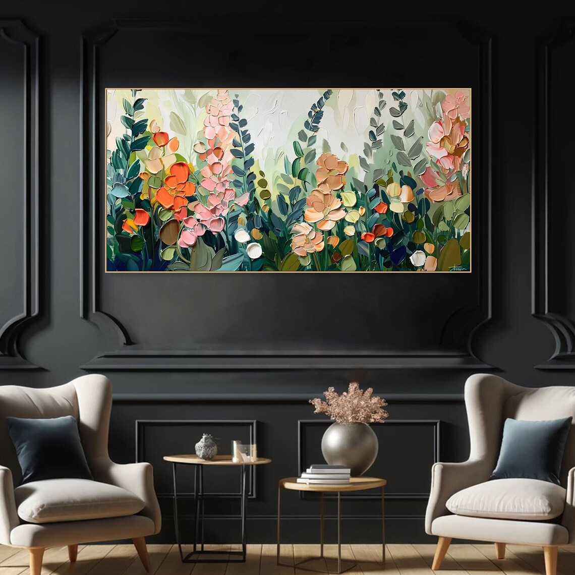 Dreamy Blooms Flower Painting, Neutral Tones Art Print - Image 3