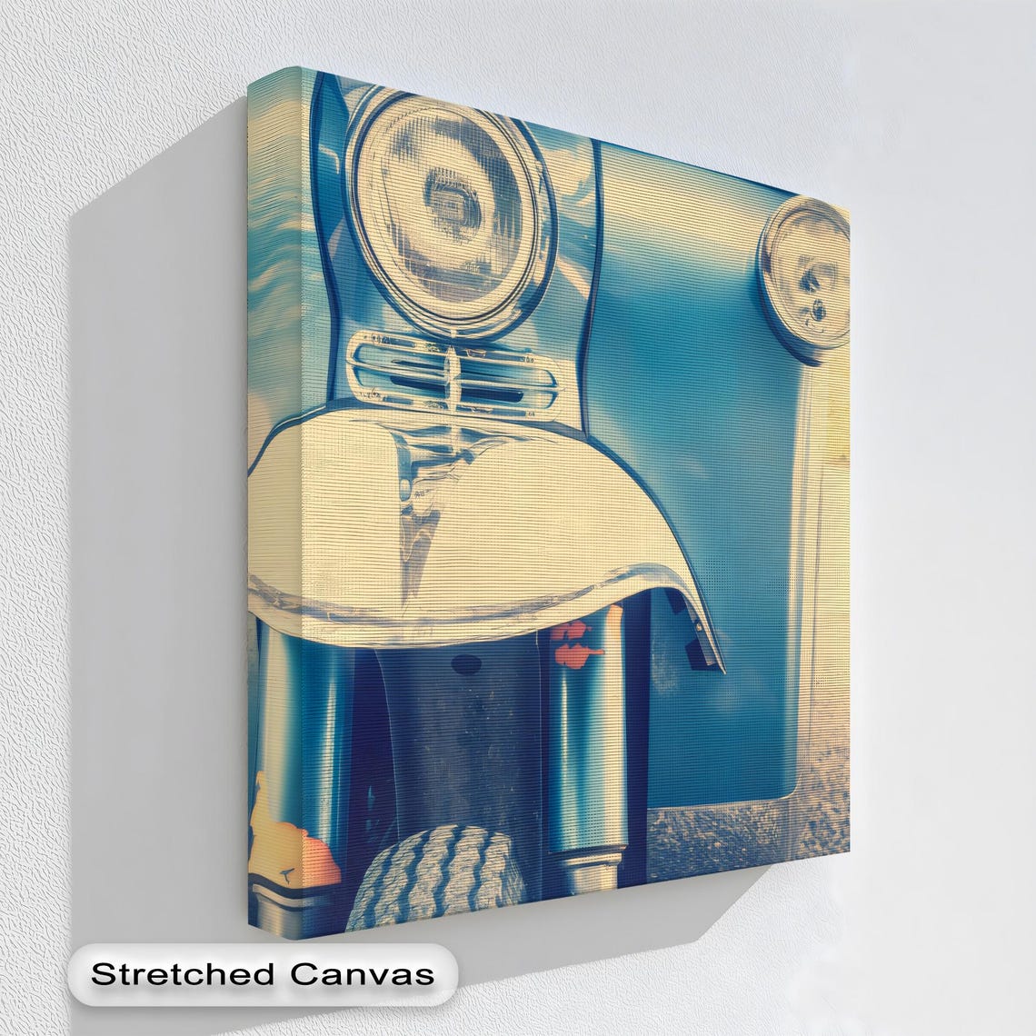Classic Vintage Blue Scooter Headlight Close Up Retro Ride Poster