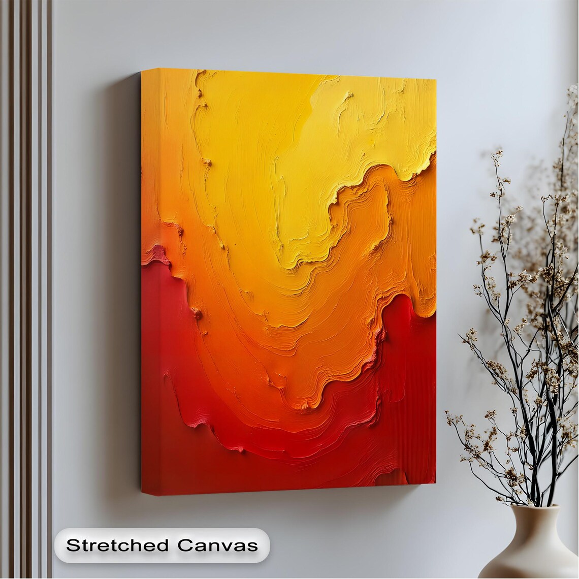Abstract Lava Texture Canvas Prints Yellow Red And Silver Framed Print