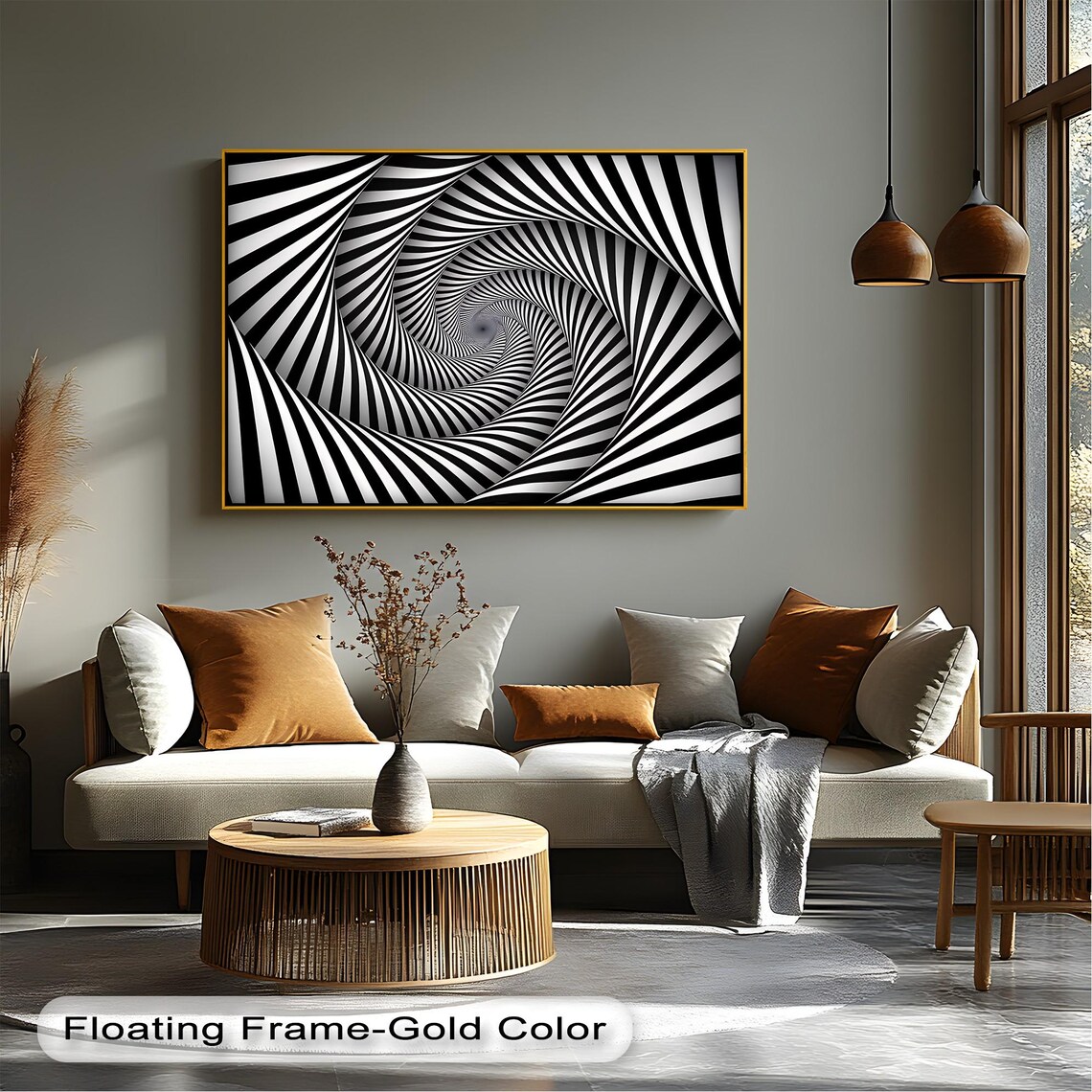 Spiral Vortex Optical Illusion Black White Hypnotic Tunnel Abstract Poster