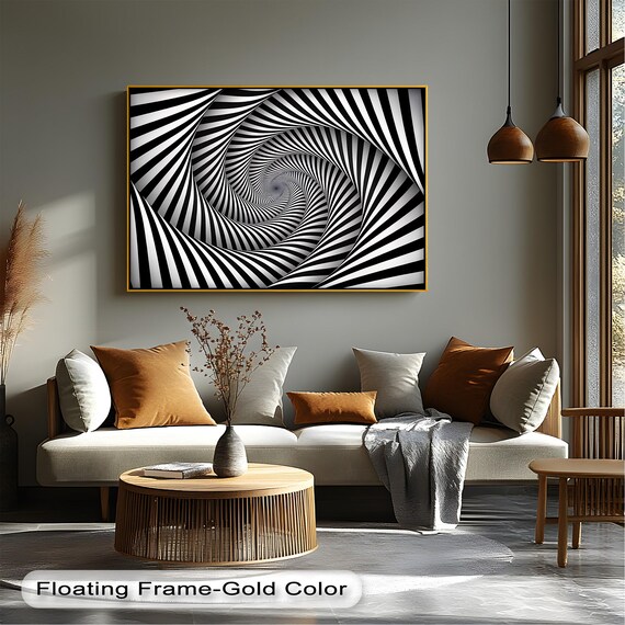 Spiral Vortex Optical Illusion Black White Hypnotic Tunnel Abstract Poster
