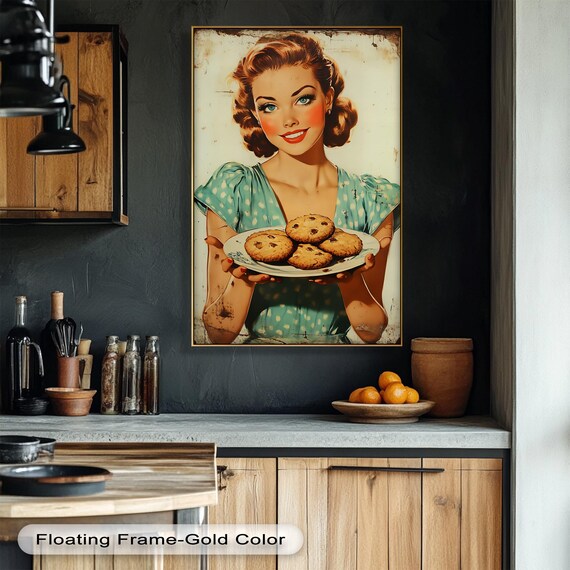 Vintage Cookie Lady Art Print Retro Kitchen Decor