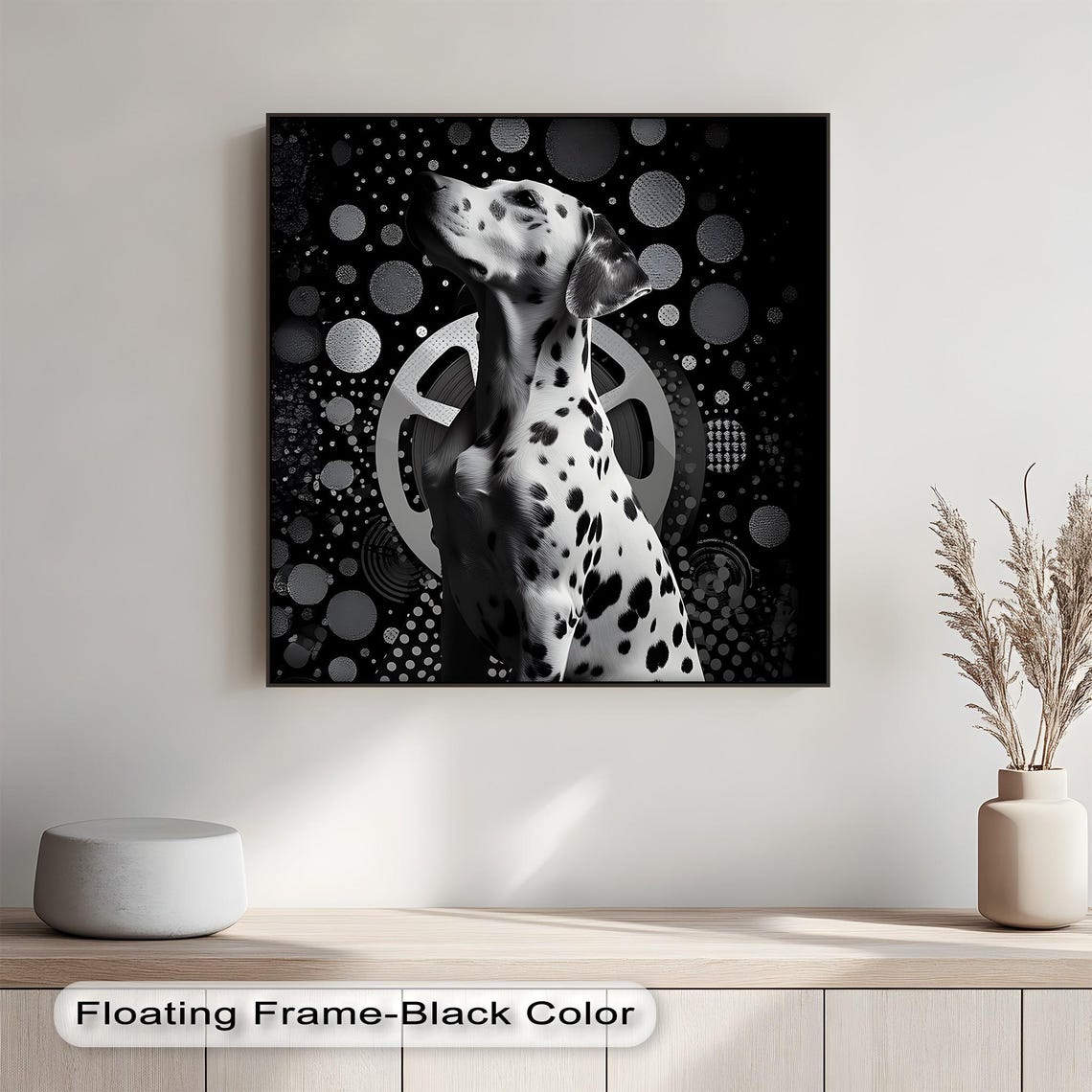 Dalmatian Pop Art Black White Dots Bold Modern Dog Portrait Poster