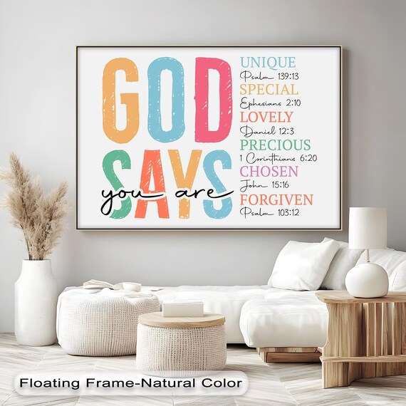 God Says You Are Canvas Art Christian Scripture Colorful Religious Home Decor