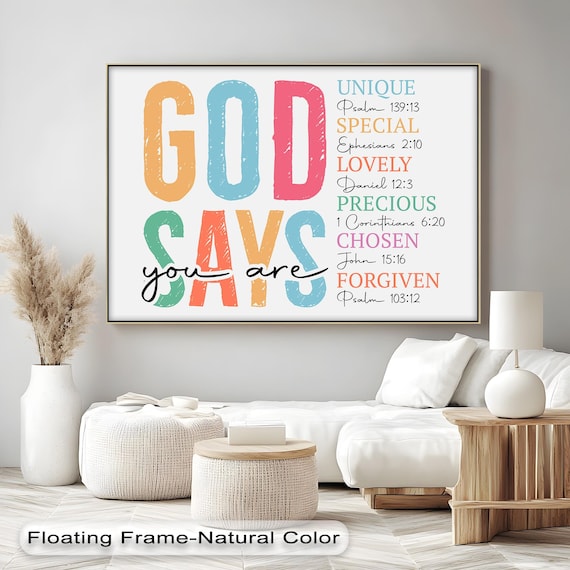 God Says You Are Unique Chosen Forgiven Colorful Scripture Poster