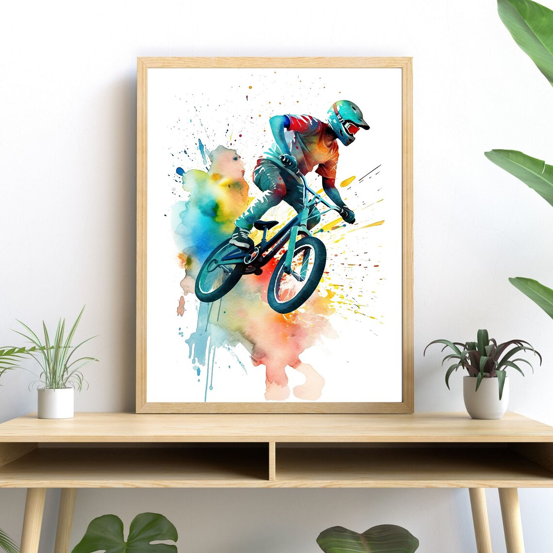 Bmx Rider Watercolor Art Print, Sports Decor