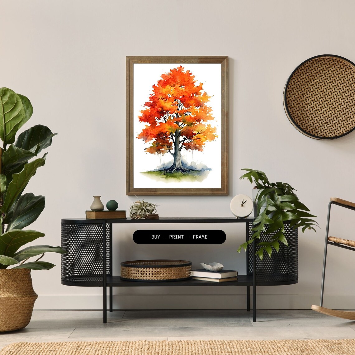 Colorful Maple Tree Watercolor, Autumn Wall Decor - Image 2