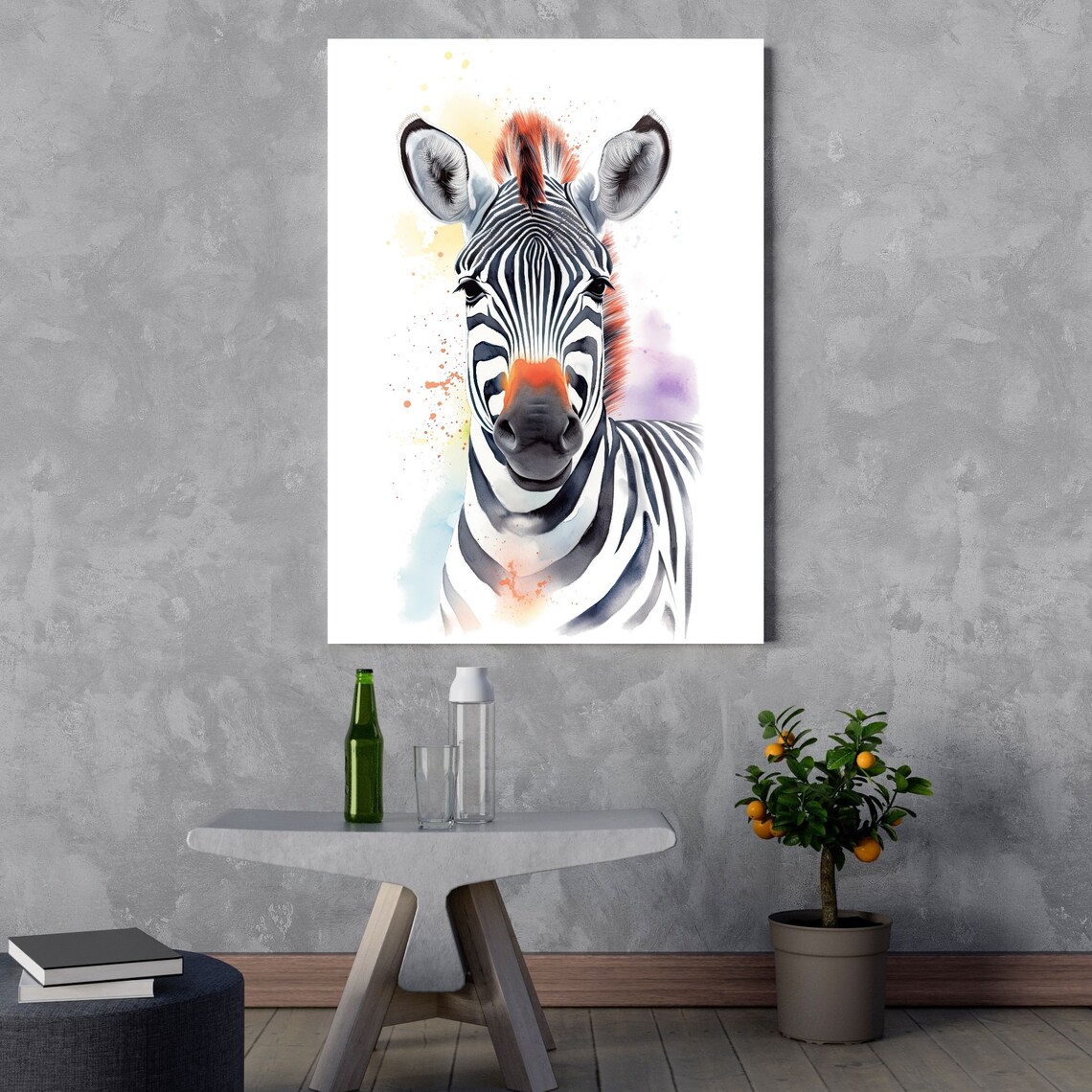 Zebra Watercolor Art Print, Modern Safari Decor - Image 3