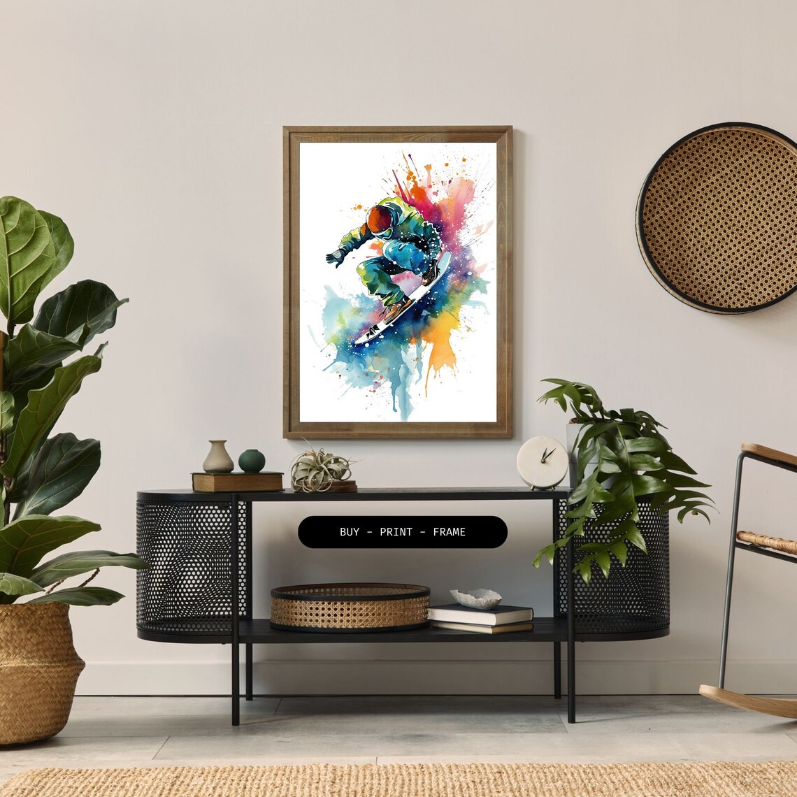 Snowboarder Watercolor Art Print, Winter Decor - Image 2