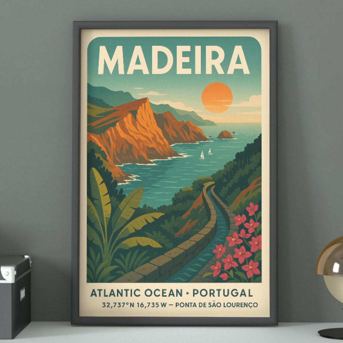 Madeira Ponta De Sao Lourenco Vintage Portugal Travel Destination Poster