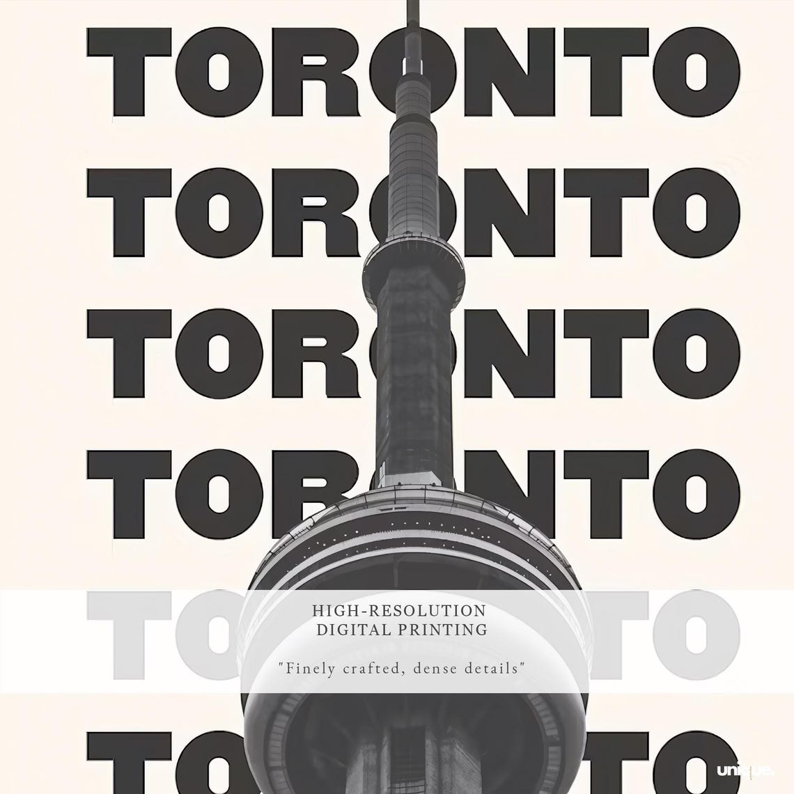 Toronto Bold Typography CN Tower Black and White Graphic Poster