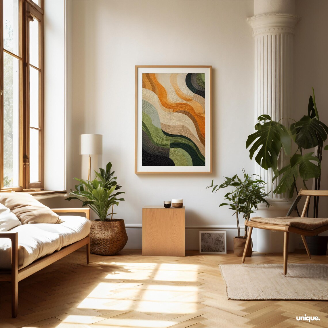 Abstract Colorful Wavy Line Woodland Harmony Fabric Art Poster - Image 2