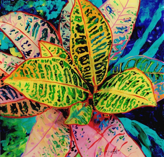 Croton Plant Tropical Leaves Art Print
