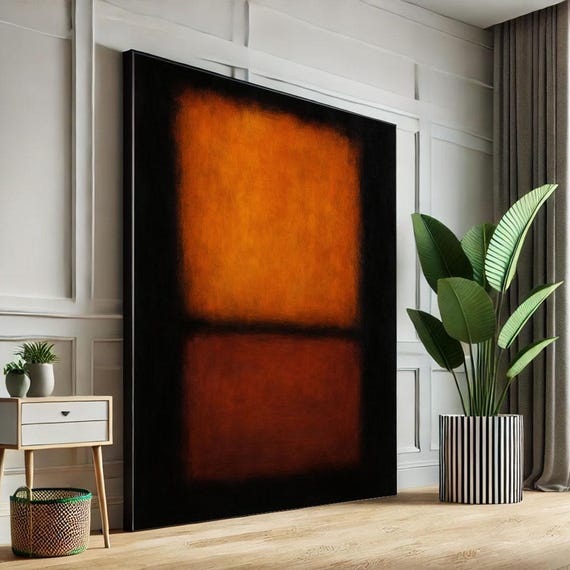 Mark Rothko Inspired Orange Canvas Bold Color Field Painting For Modern Living Room Decor