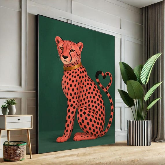 Elegant Cheetah Portrait Canvas Wall Art Print Modern Safari Animal Living Room Decor Statement Piece