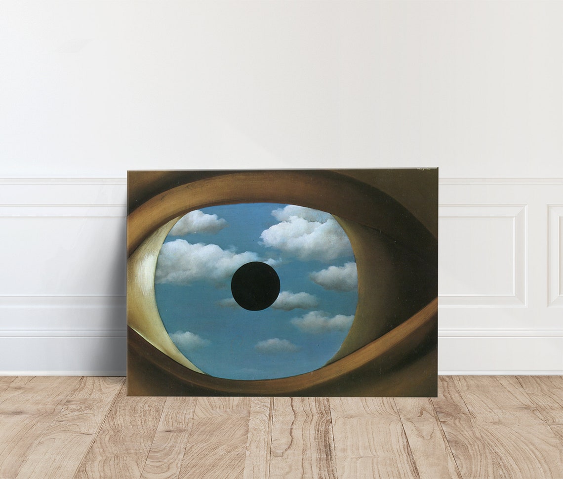 Rene Magritte The False Mirror Giant Eye with Sky Clouds Poster