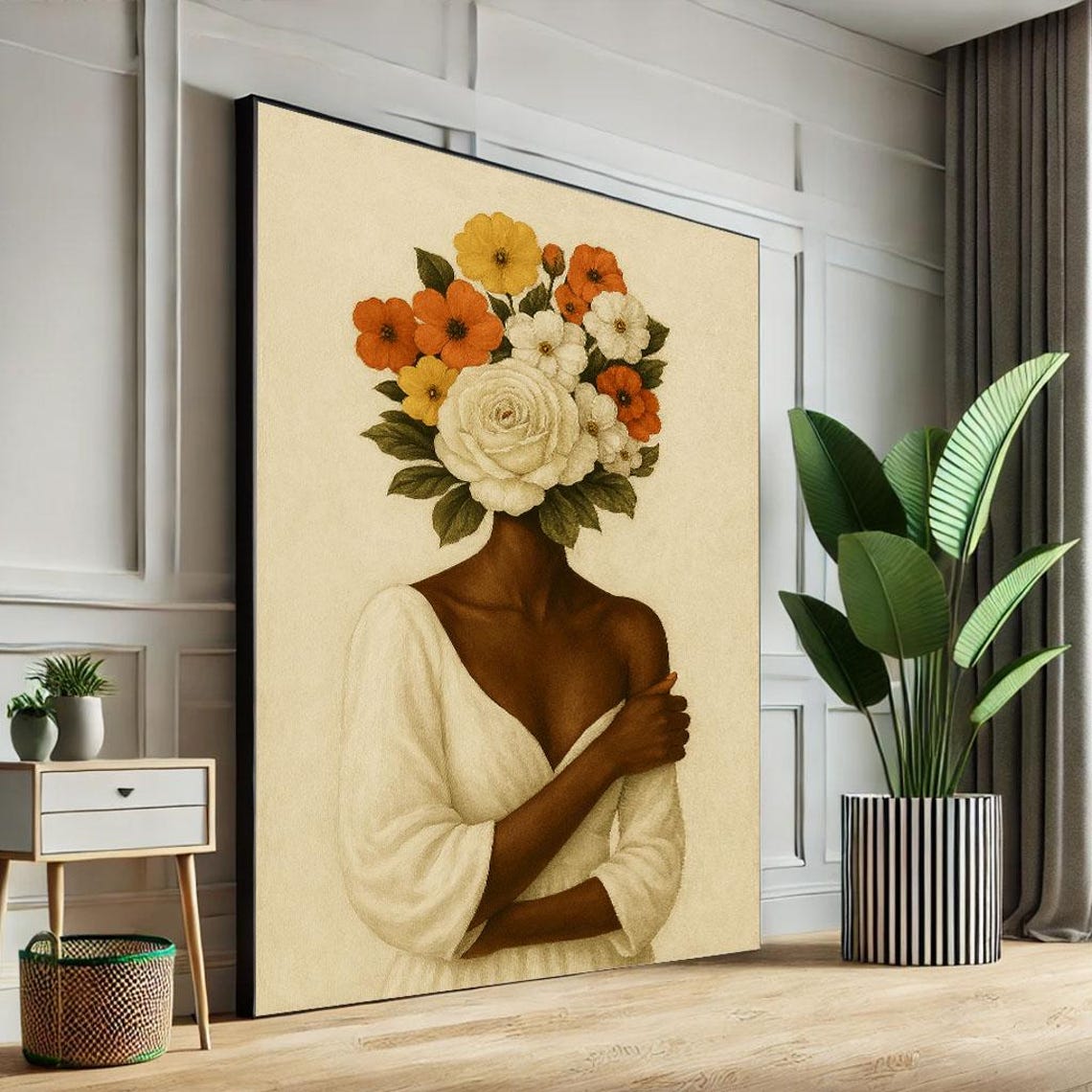 Surreal Portrait Woman With Blooming Bouquet Flower Head Poster
