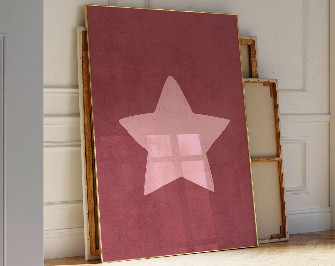 Retro Hand Drawn Star Poster, Trendy Aesthetic Decor