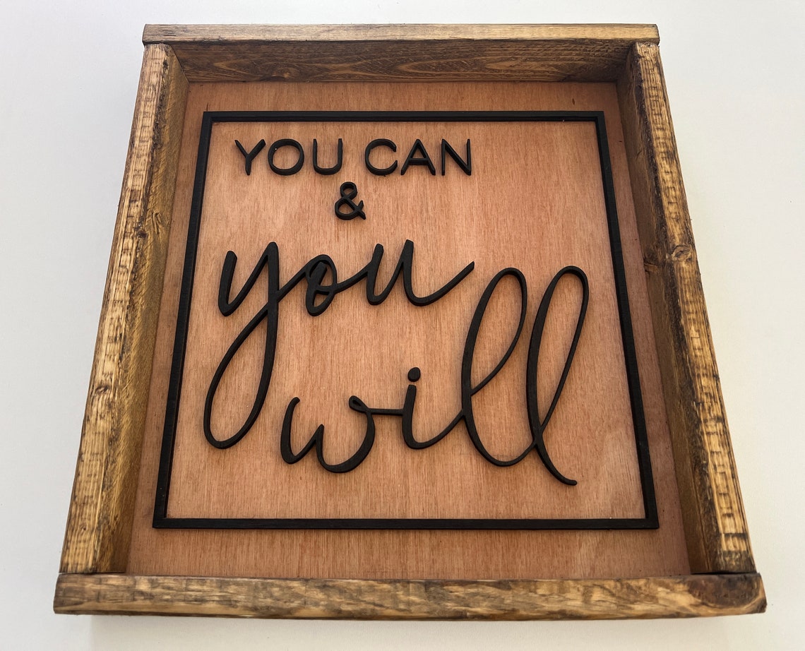 You Can And You Will Script Motivational Quote Sign Style Poster - Image 2