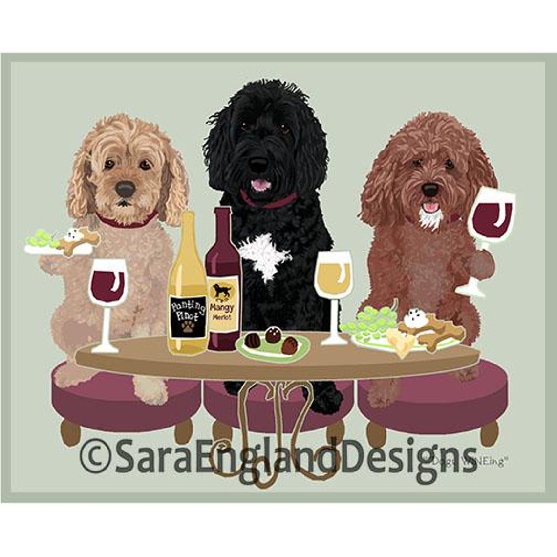 Cockapoo Wineing Dog Art Print