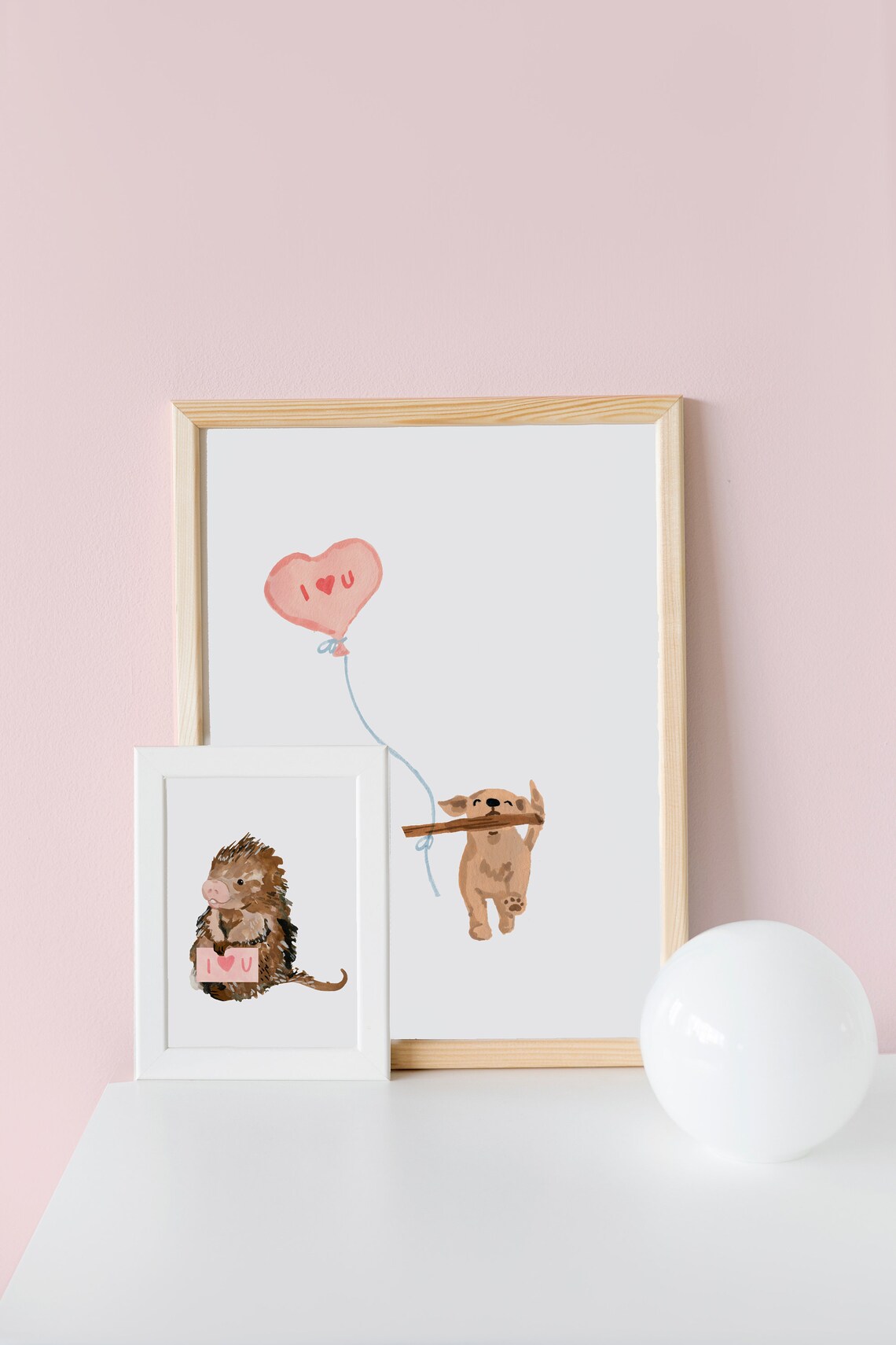 Cute Dog Valentine Retriever Balloon Art Print - Image 2