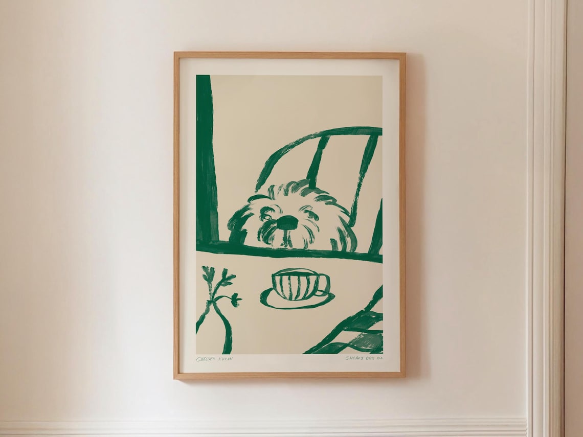 Sneaky Dog 02 Kitchen Print, Funny Animal Sketch