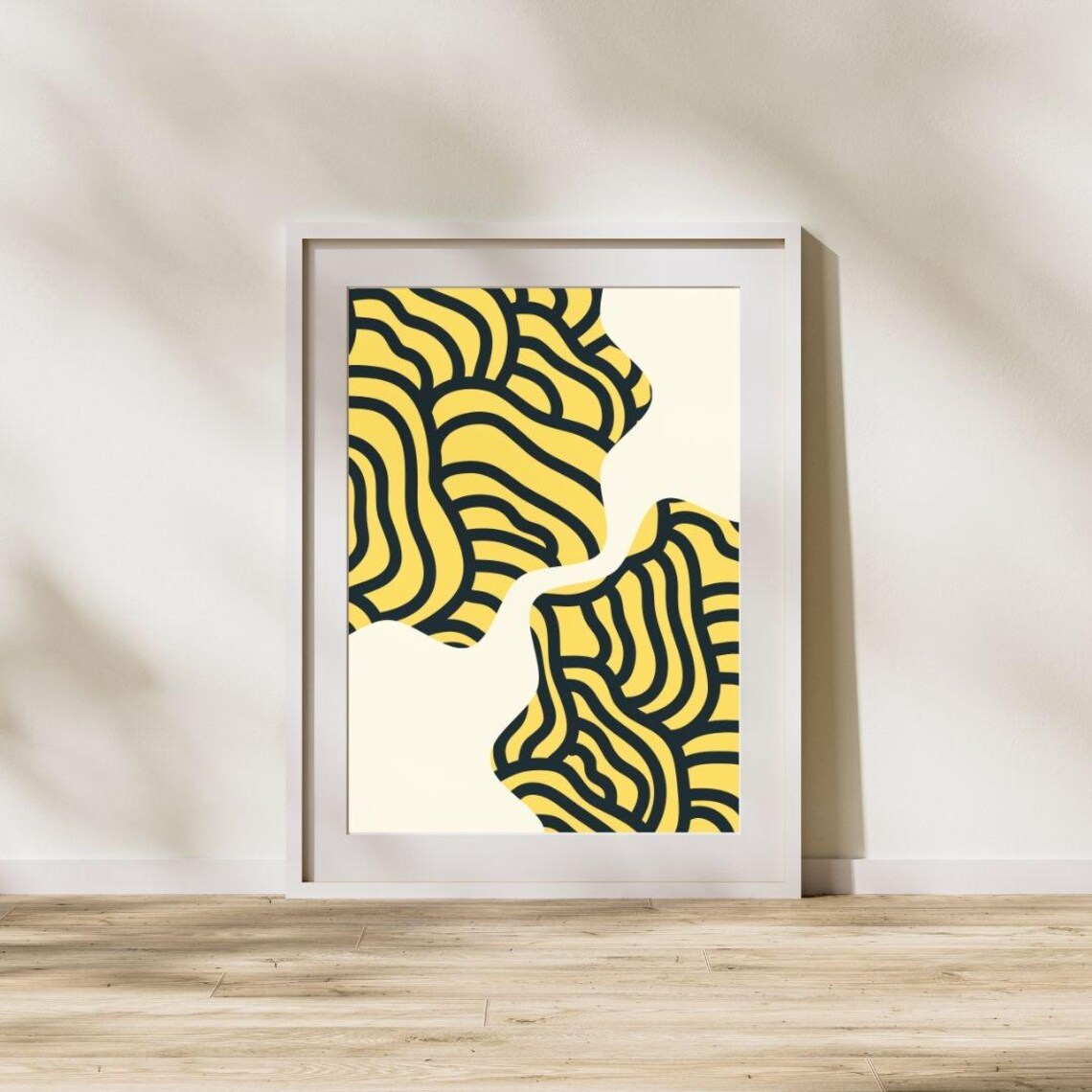 Black And Yellow Abstract Line Art Modern Minimalist Wall Trendy Moody Poster For Home Decor Artwork