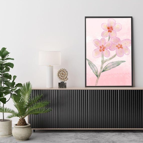 Floral Watercolor Wall Art Vibrant Botanical Poster Minimalist Modern Home Decor Trendy