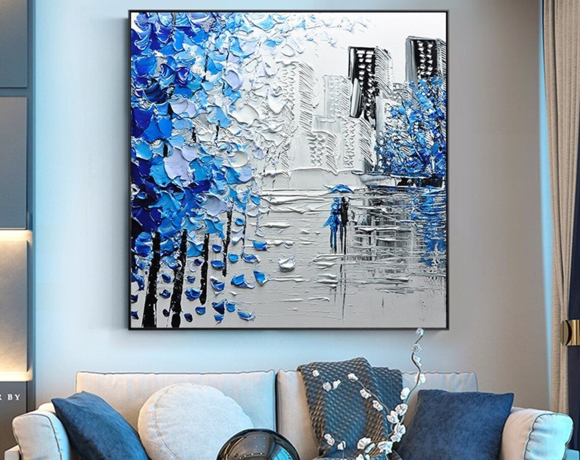 Rainy Day Cityscape Modern Abstract Art Print
