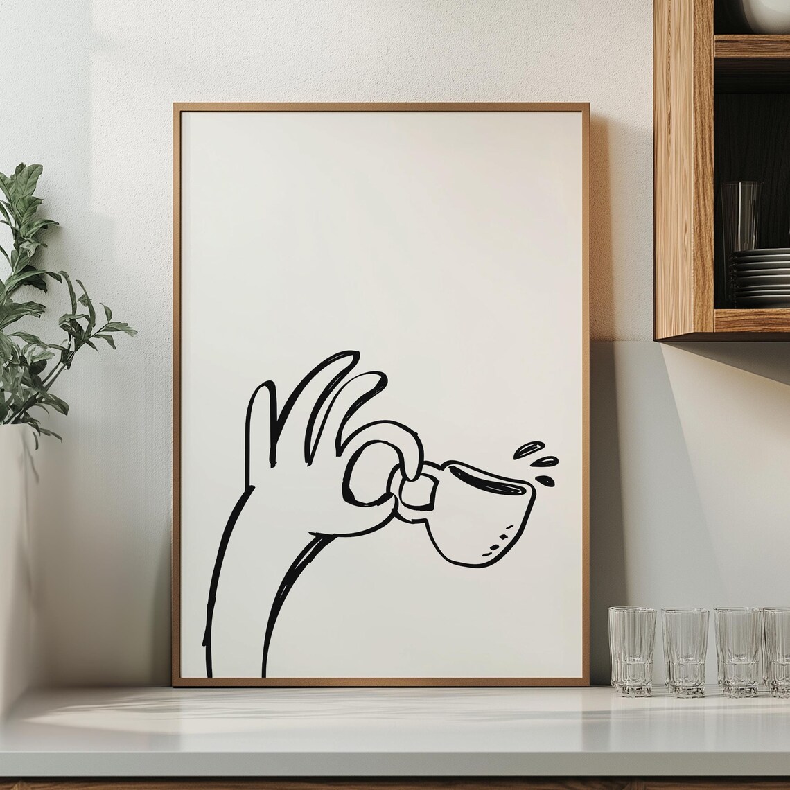 Minimalist Coffee Art Print Perfect Addition For Home Office Kitchen And Coffee Nook Simple Modern Line Art For Coffee Lovers