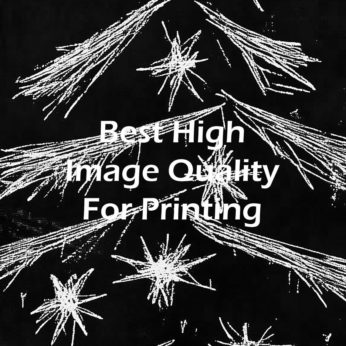 White Chalk Christmas Tree with Star on Black Chalkboard Poster - Image 5
