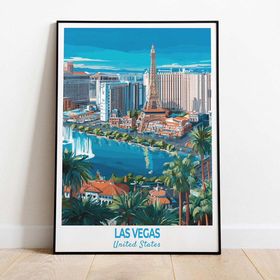 Las Vegas United States Strip Skyline Night Lights Casino Art Poster