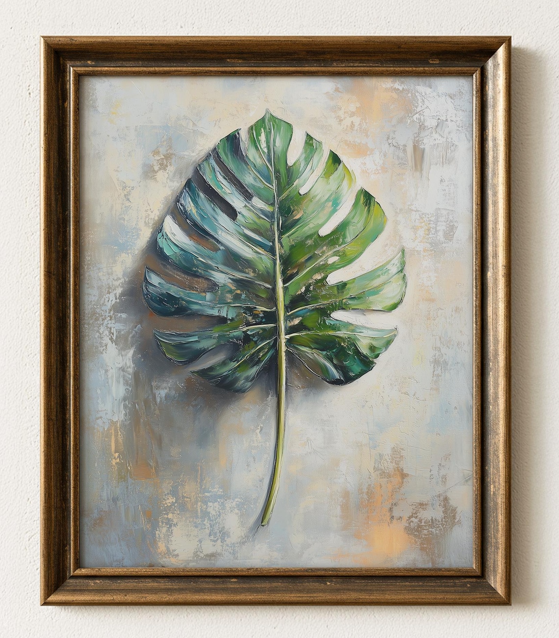 Monstera Leaf Textured Botanical Art Print