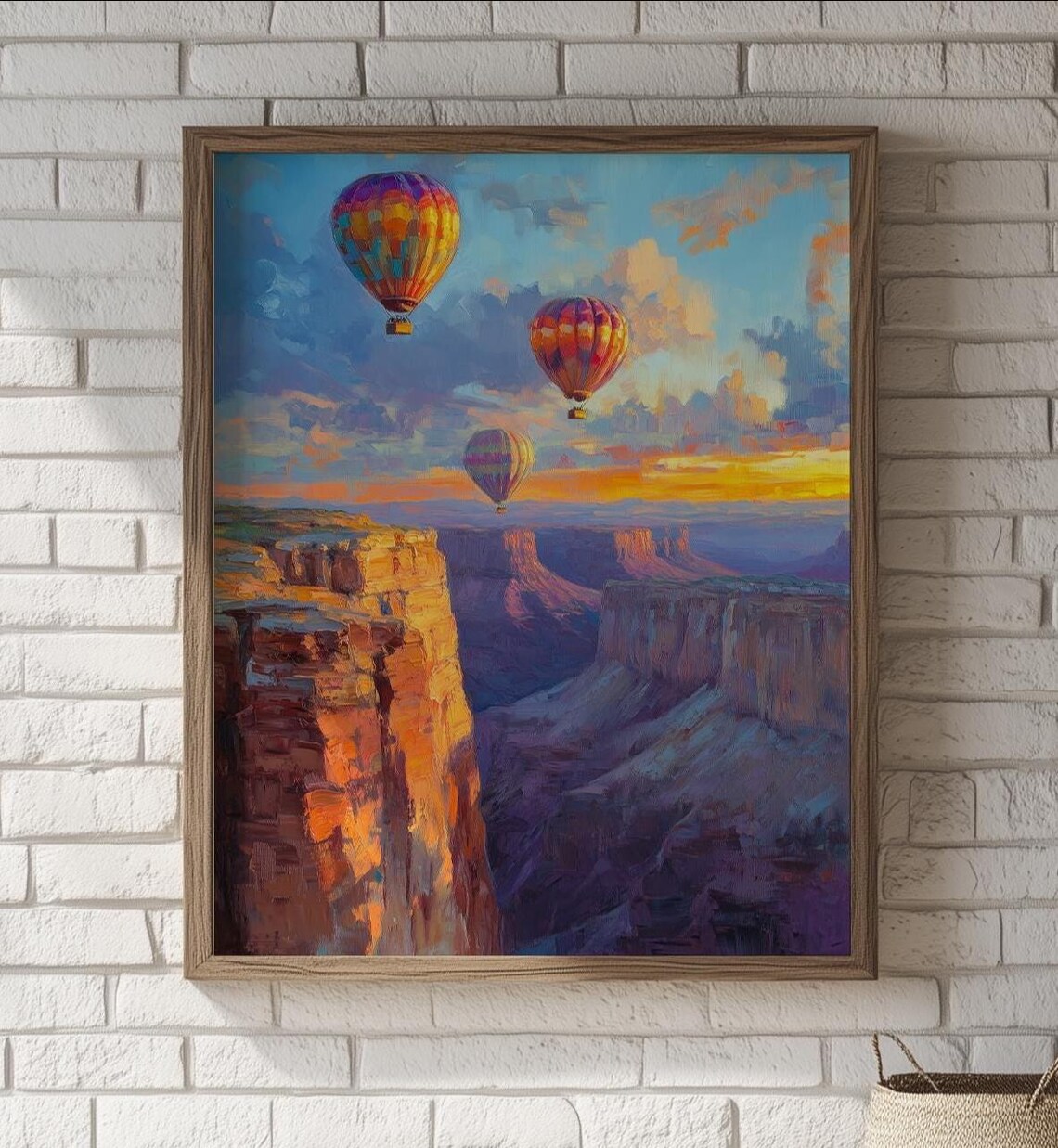 Hot Air Balloon Canyon Travel Landscape Art Print
