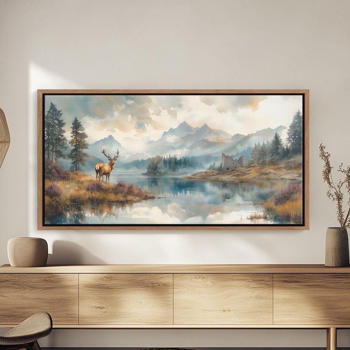Scottish Highlands Watercolor Print, Loch Landscape