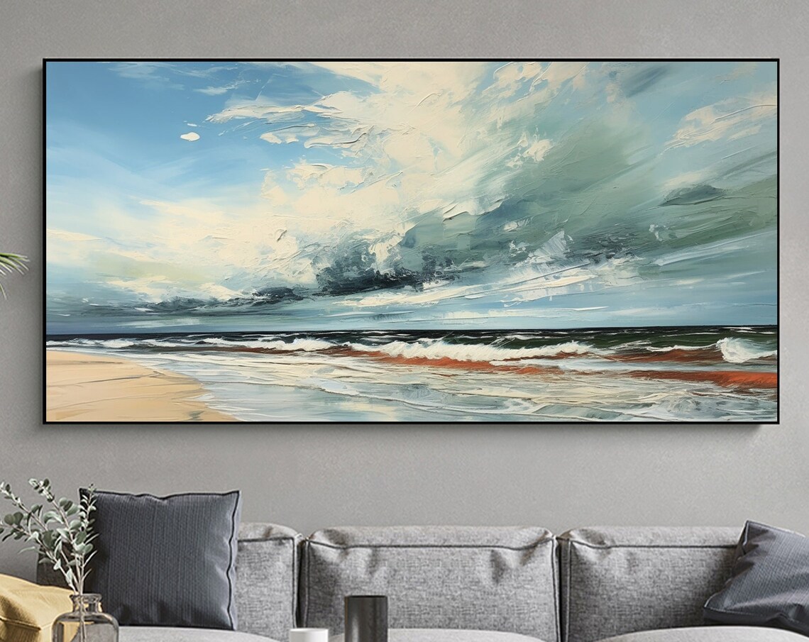 Abstract Blue Ocean Seascape Oil Painting Wall Art Print