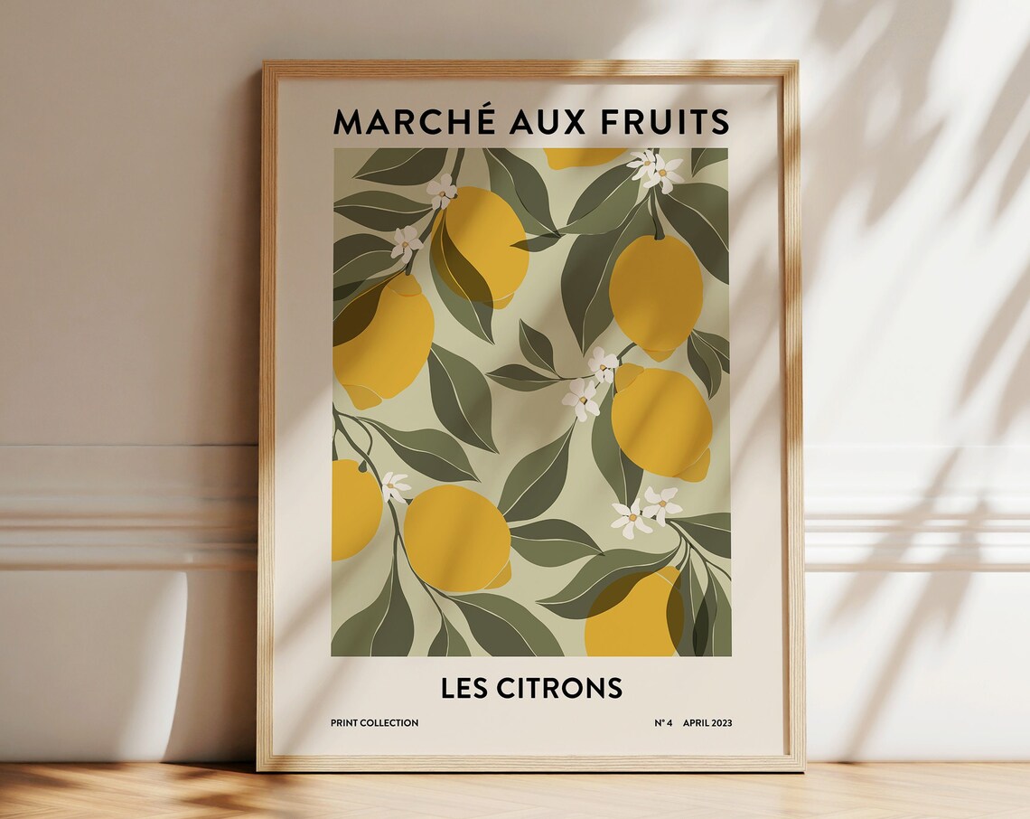 Lemons Fruit Market Botanical Kitchen Art Print