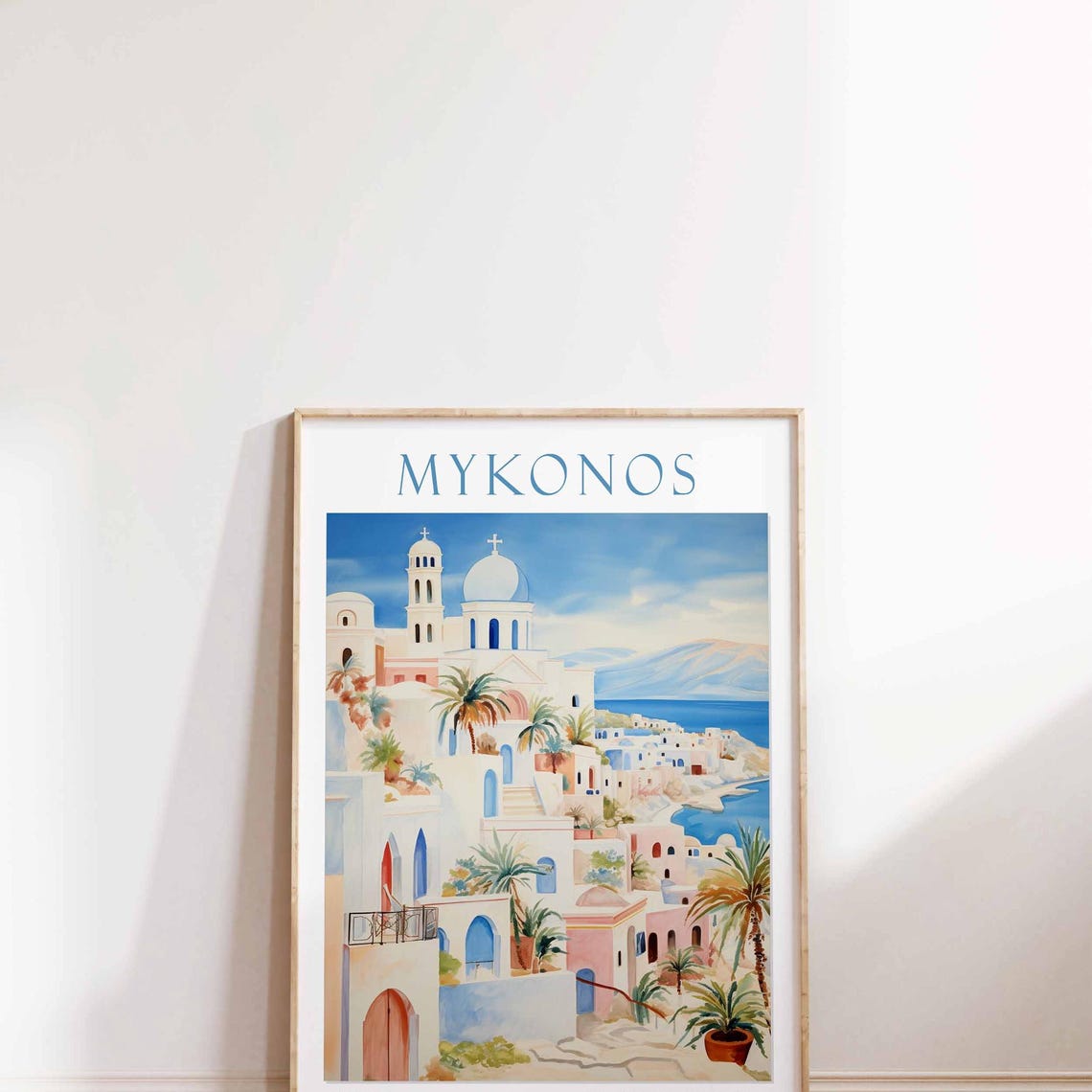 Mykonos Travel Print Mykonos Travel Poster Greece Wall Art Greek Travel Decor Mykonos Island Landscape Print Mykonos Travel Gift