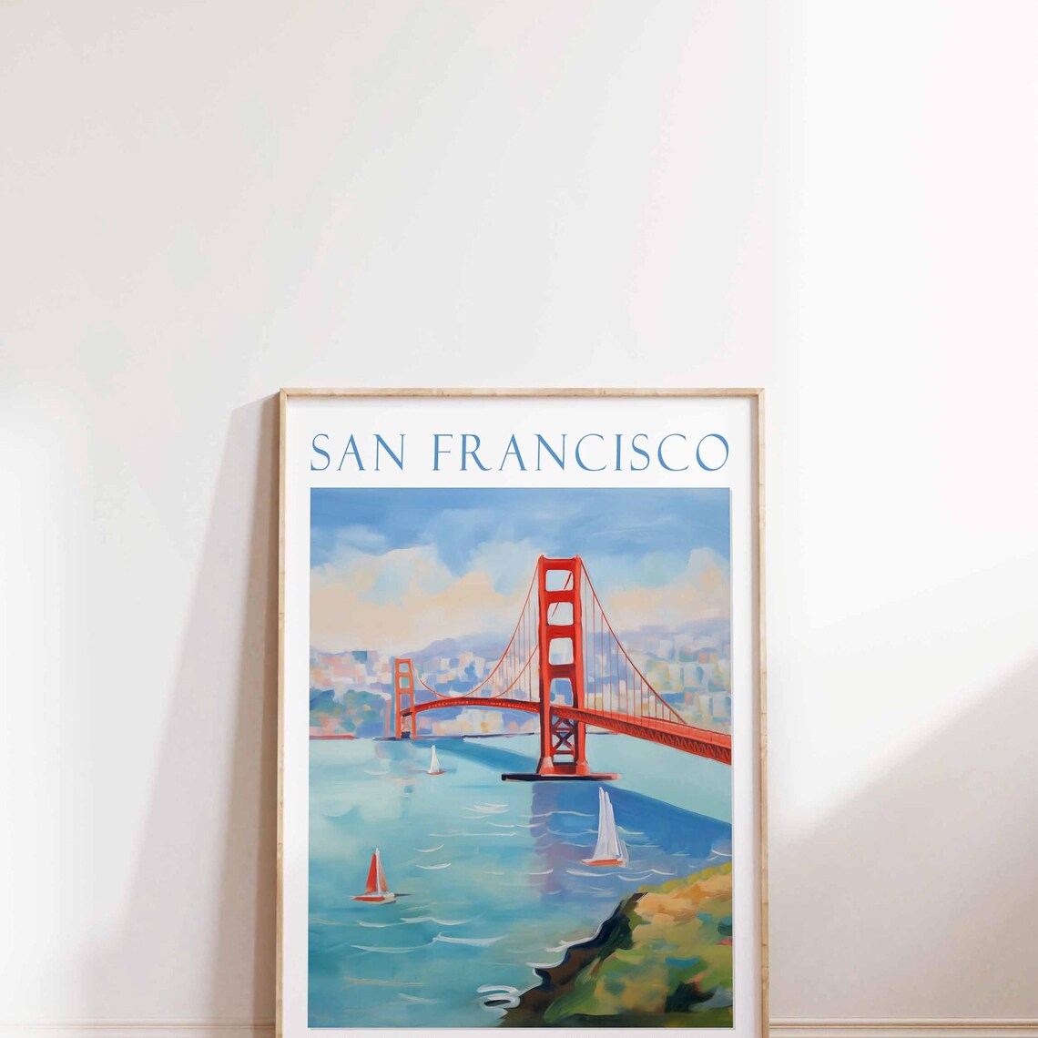 San Francisco Golden Gate Bridge Sailboats Bay Travel Poster