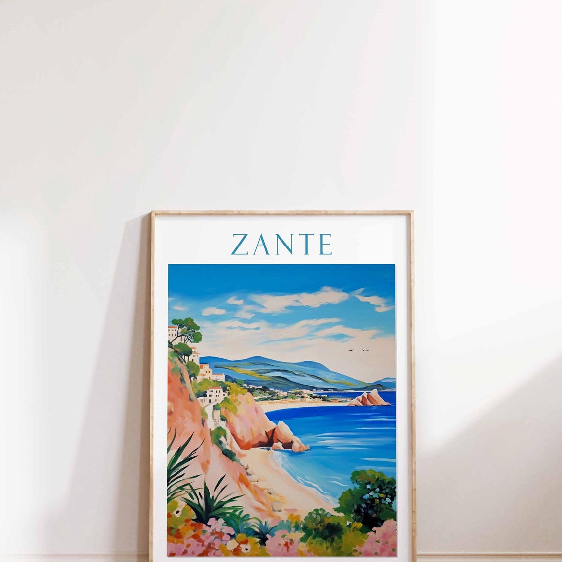 Zante Poster Zante Travel Print Greek Travel Poster Zante Gift Greece Travel Art Tropical Decor Botanical Wall Art Greek Art