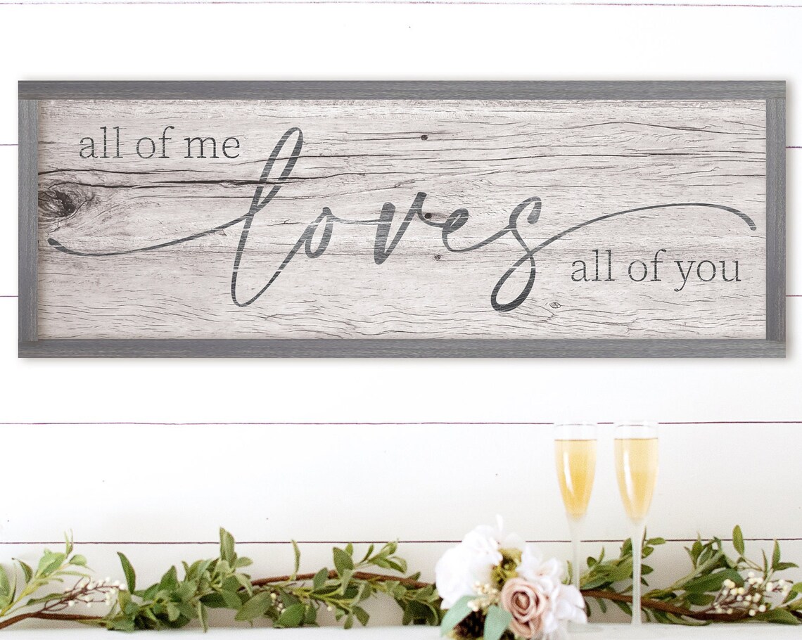 All Of Me Loves All Of You Rustic Whitewashed Wood Love Quote Poster