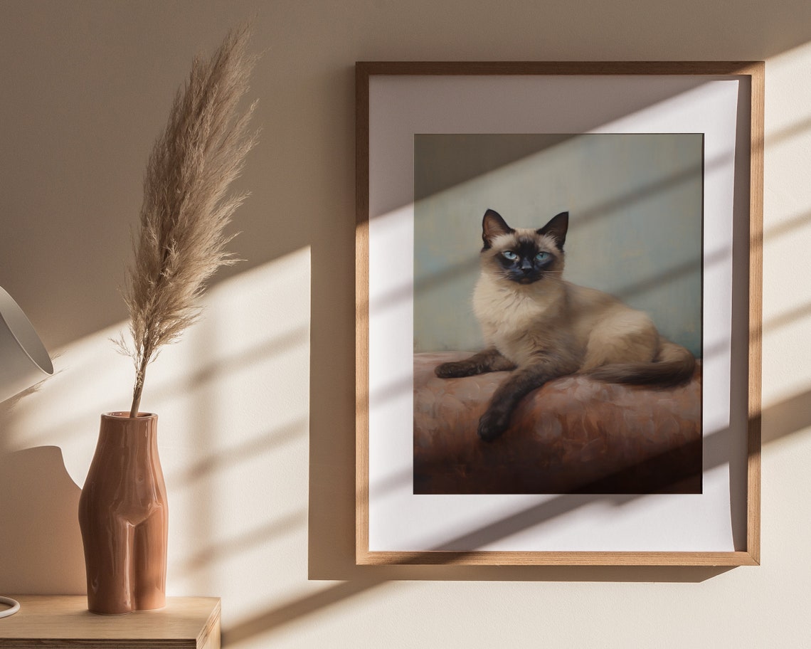 Siamese Cat Wall Art Cat Wall Decor Siamese Cat Lover Gift Cute Kitten Print Funny Cat Art Wall Art - Image 4